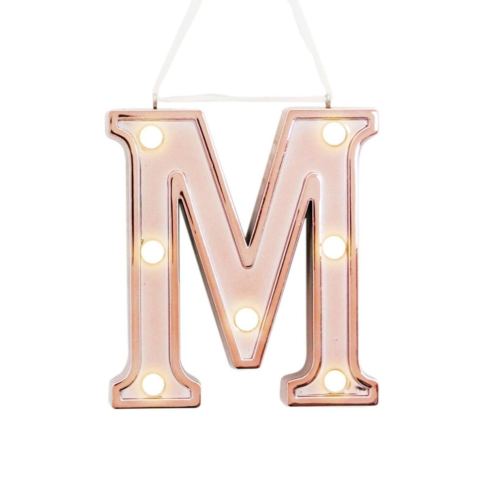 Ganz LED Light up Marquee Initial Ornaments Letters – Gold/M